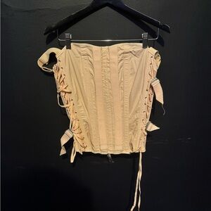 Beige Lace-Up Corset Top - Akron Truss Co.